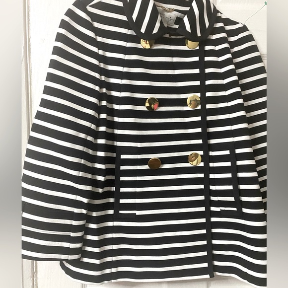 Kate Spade Broome Street Striped Size 2 Gold Button Blazer/Jacket Front Pockets - Picture 11 of 13
